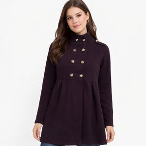 Women's Style & Co Black Mock Neck Military Style Button Sweater M